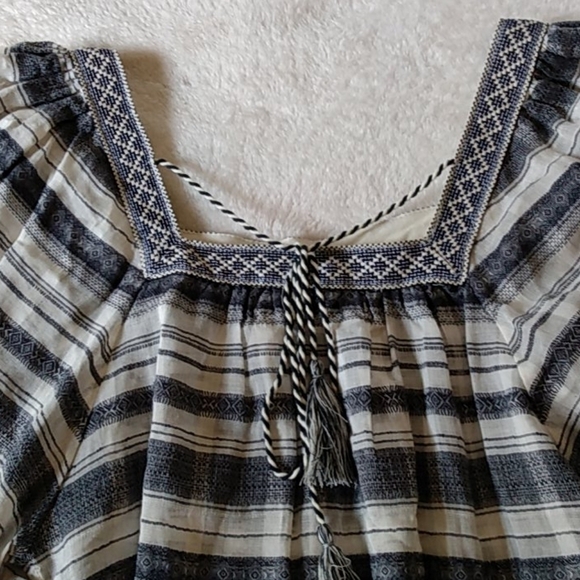 Chelsea & Violet Navy White Boho Bell Sleeve Top - Picture 7 of 8